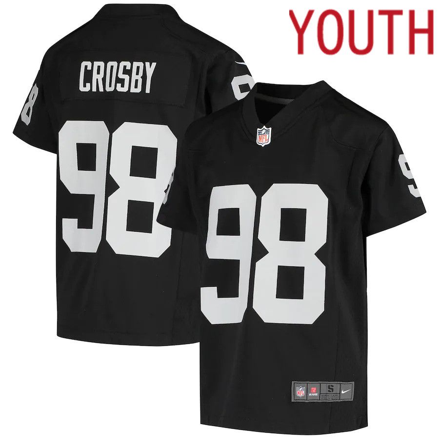 Youth Las Vegas Raiders #98 Maxx Crosby Nike Black Game NFL Jersey->youth nfl jersey->Youth Jersey